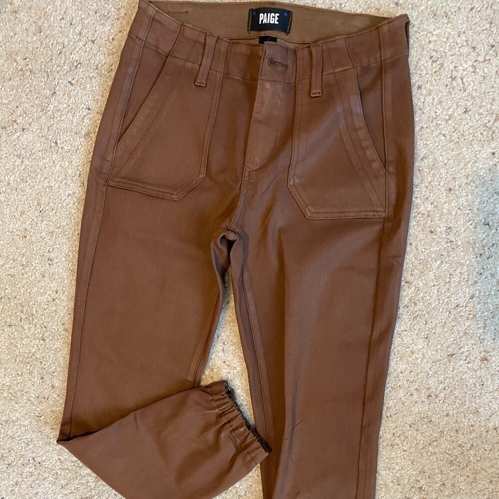 Paige Brown Faux Leather Denim
